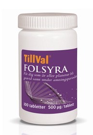 Bild på TillVal Folsyra 100 tabletter