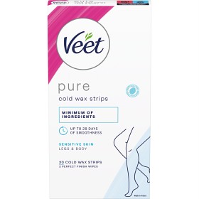 Bild på Veet Pure Cold Wax Strips för ben Sensitive Skin 20 st