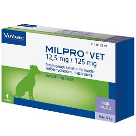 Bild på Virbac Milpro vet för hundar (> 5 kg), 4 tabletter, filmdragerade