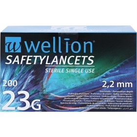 Bild på Wellion Safetylancets 23G blodprovstagare stickdjup 2,2 mm blå 200 st