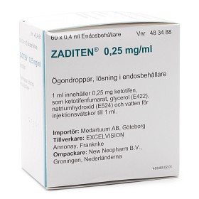 Bild på Zaditen, ögondroppar, lösning i endosbehållare 0,25 mg/ml Medartuum AB 60 st