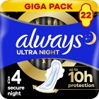 Always Ultra Secure Night (Storlek 4) med vingar 22 st