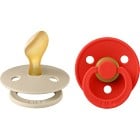 BIBS Pacifier Colour 2-pack Anatomical Latex Size 2, Vanilla/Candy Apple