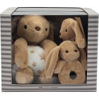 Carlo Baby Gift Set med brun kanin, filt, snutte & skallra