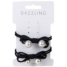 Dazzling Hårsnoddar pärlor svart 2-pack