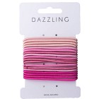 Dazzling Hårsnoddar rosa tunna 18-pack