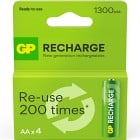 GP Recharge AA NiMH batteri 1300mAh 4-pack