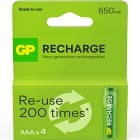 GP Recharge AAA NiMH batteri 650mAh 4-pack