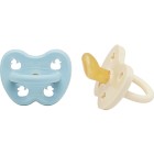 Hevea Natural Rubber Pacifier Orthodontic Newborn 0+ Months 2-pack - Milky white & Baby Blue