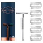King C. Gillette Dubbeleggad Säkerhetshyvel + 5 rakblad