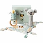 Nuby Animal Adventure Gift Set: Squeaker, Wood Rattle & Comforter + 0 m