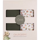 Oh, Poppy! Holly Muslin Swaddle Blanket, Fresh Vanilla/Forest Green 2-pack