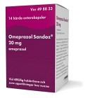 Omeprazol Sandoz, enterokapsel, hård 20 mg 14 st