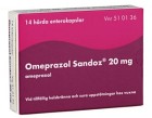 Omeprazol Sandoz, enterokapsel, hård 20 mg 14 st